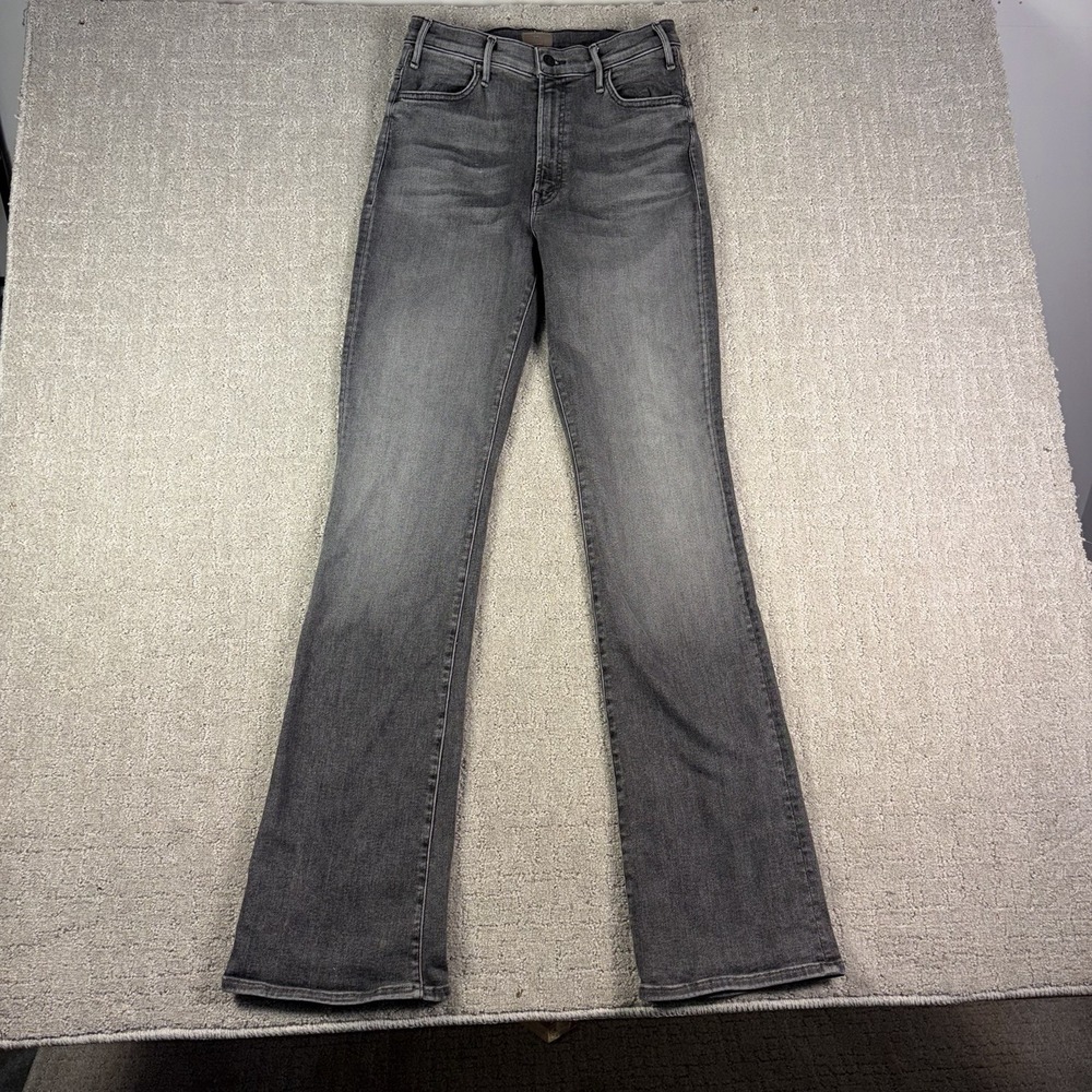 MOTHER The Hustler Heel Jeans 29 Magic 8 Ball Gray High Rise Flare Bootcut